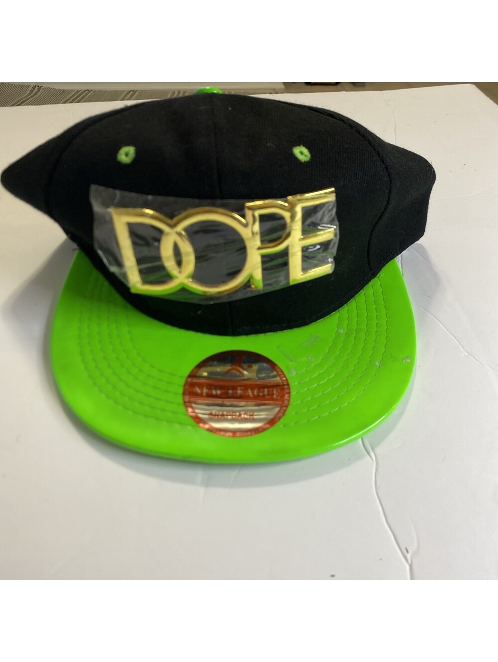 DOPE Snapback Hat Black Neon Yellow 3D Embroidered Flat Bill Cap NWT